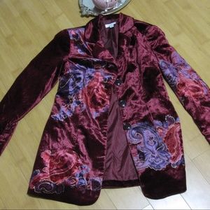 Coldwater Creek Velvet Large Paisley Print Jacket